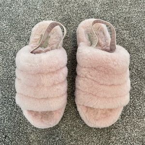 UGG Fluff Yeah Shearling Sandal Slippers / Size 6 / Pink